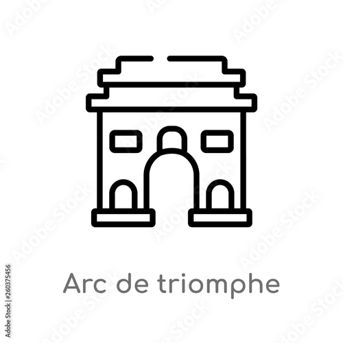 outline arc de triomphe vector icon. isolated black simple line element illustration from buildings concept. editable vector stroke arc de triomphe icon on white background