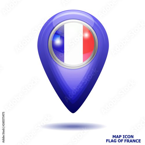 Bright map icon with flag of France. Location Icon illustration Free Download Bright map icon with flag of France. Location Icon illustration - GFXLoad