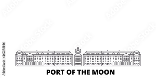 France, Bordeaux City flat travel skyline set. France, Bordeaux City black city vector panorama, illustration, travel sights, landmarks, streets.