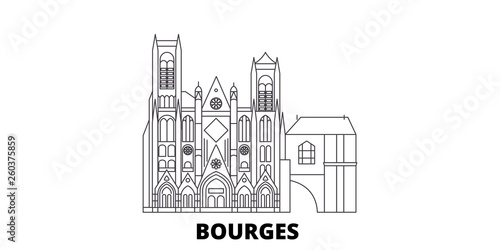 France, Bourges flat travel skyline set. France, Bourges black city vector panorama, illustration, travel sights, landmarks, streets. photo