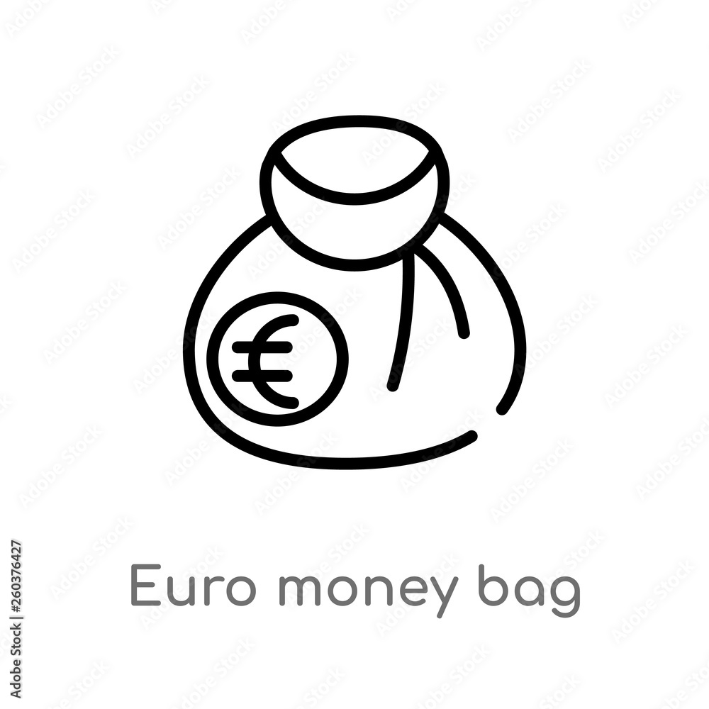 outline euro money bag vector icon. isolated black simple line element illustration from business concept. editable vector stroke euro money bag icon on white background outline euro money bag vector icon. isolated black simple line element illustration from business concept. editable vector stroke euro money bag icon on white background