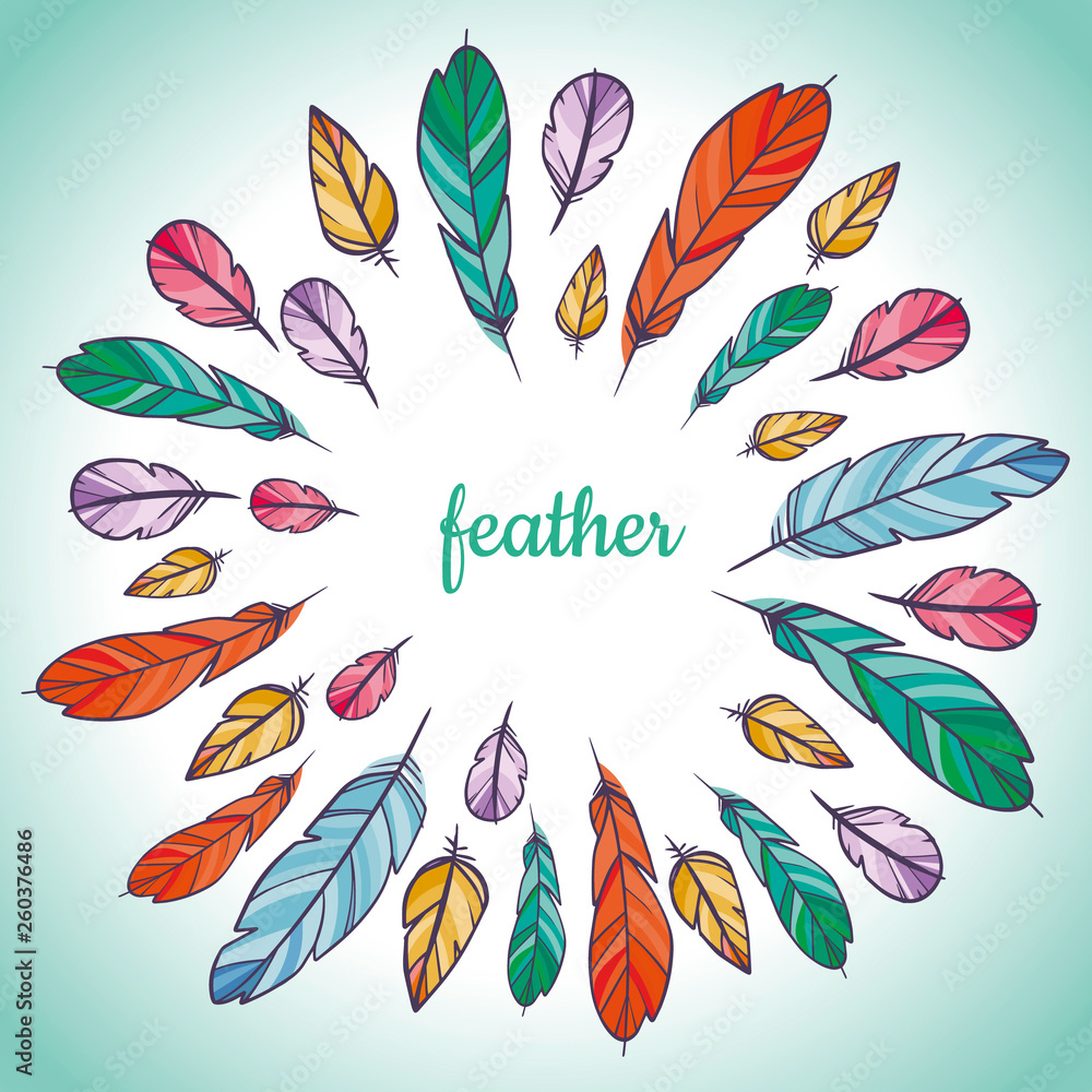 Fototapeta premium Vector design template with feathers for invitations, wedding greetings cards, certificate, stickers.