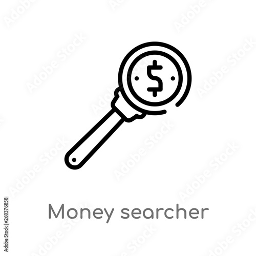outline money searcher vector icon. isolated black simple line element illustration from business concept. editable vector stroke money searcher icon on white background