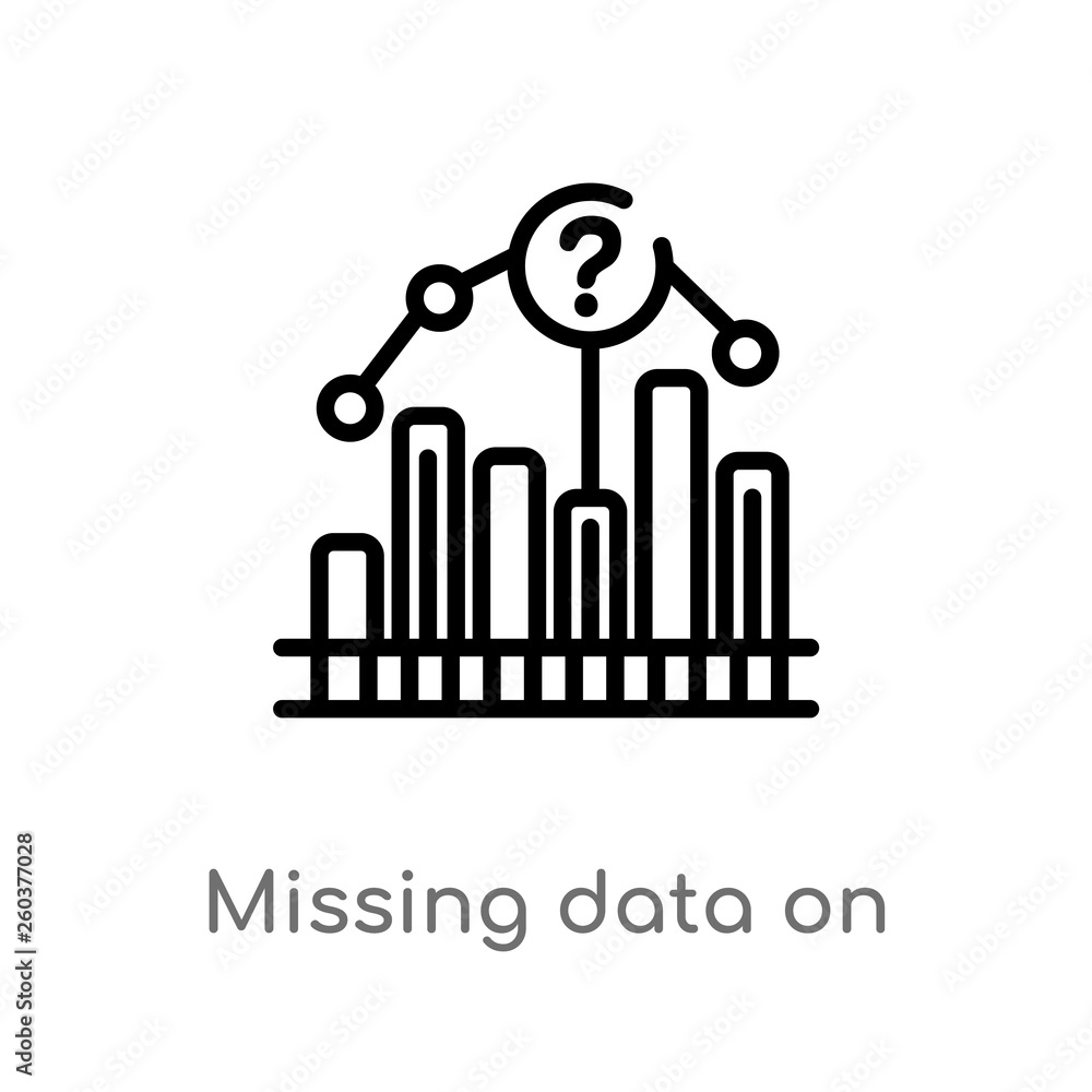 outline missing data on analytics line graphic vector icon. isolated black simple line element illustration from business concept. editable vector stroke missing data on analytics line graphic icon