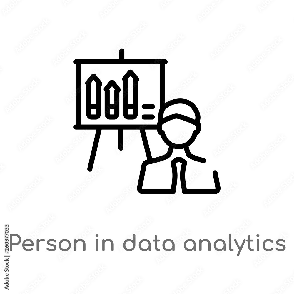 outline person in data analytics presentation with a graphic on a screen vector icon. isolated black simple line element illustration from business concept. editable vector stroke person in data outline person in data analytics presentation with a graphic on a screen vector icon. isolated black simple line element illustration from business concept. editable vector stroke person in data