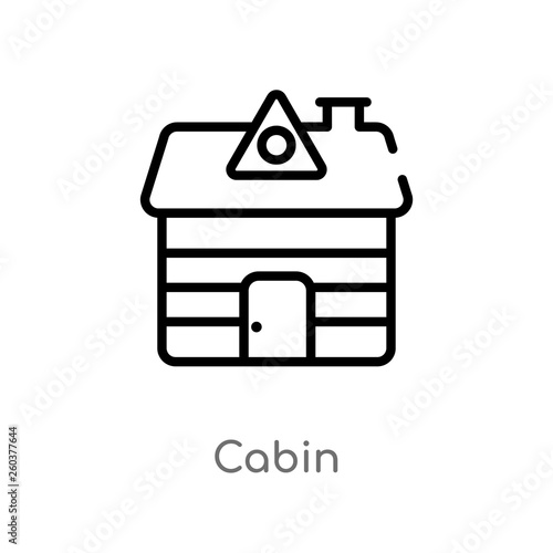 outline cabin vector icon. isolated black simple line element illustration from camping concept. editable vector stroke cabin icon on white background