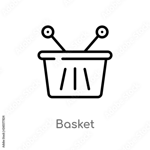 outline basket vector icon. isolated black simple line element illustration from camping concept. editable vector stroke basket icon on white background