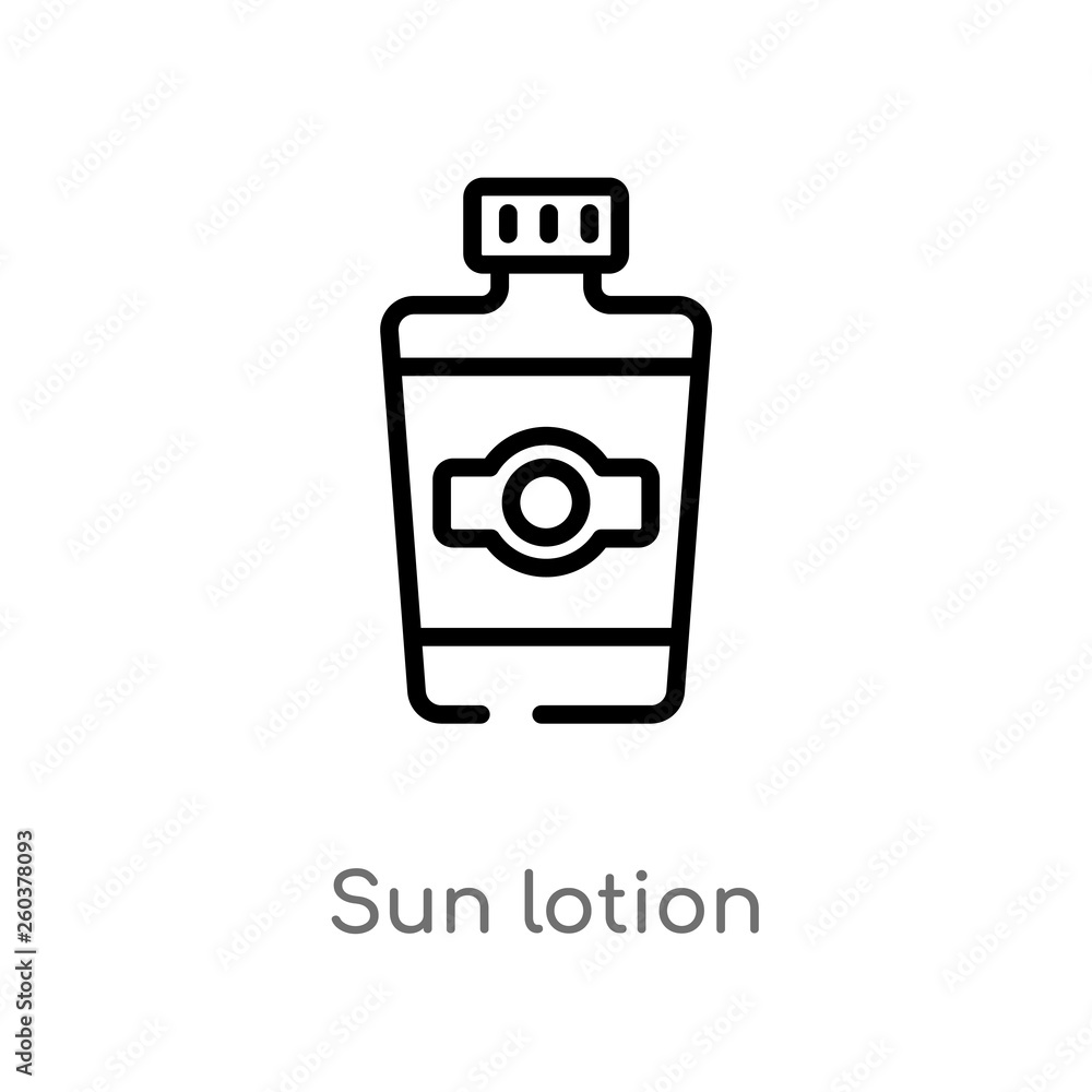 outline sun lotion vector icon. isolated black simple line element illustration from camping concept. editable vector stroke sun lotion icon on white background outline sun lotion vector icon. isolated black simple line element illustration from camping concept. editable vector stroke sun lotion icon on white background
