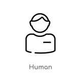 outline human vector icon. isolated black simple line element illustration from charity concept. editable vector stroke human icon on white background