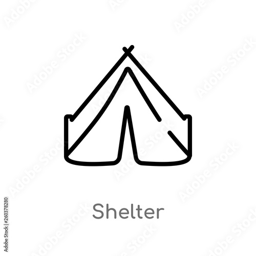 outline shelter vector icon. isolated black simple line element illustration from charity concept. editable vector stroke shelter icon on white background
