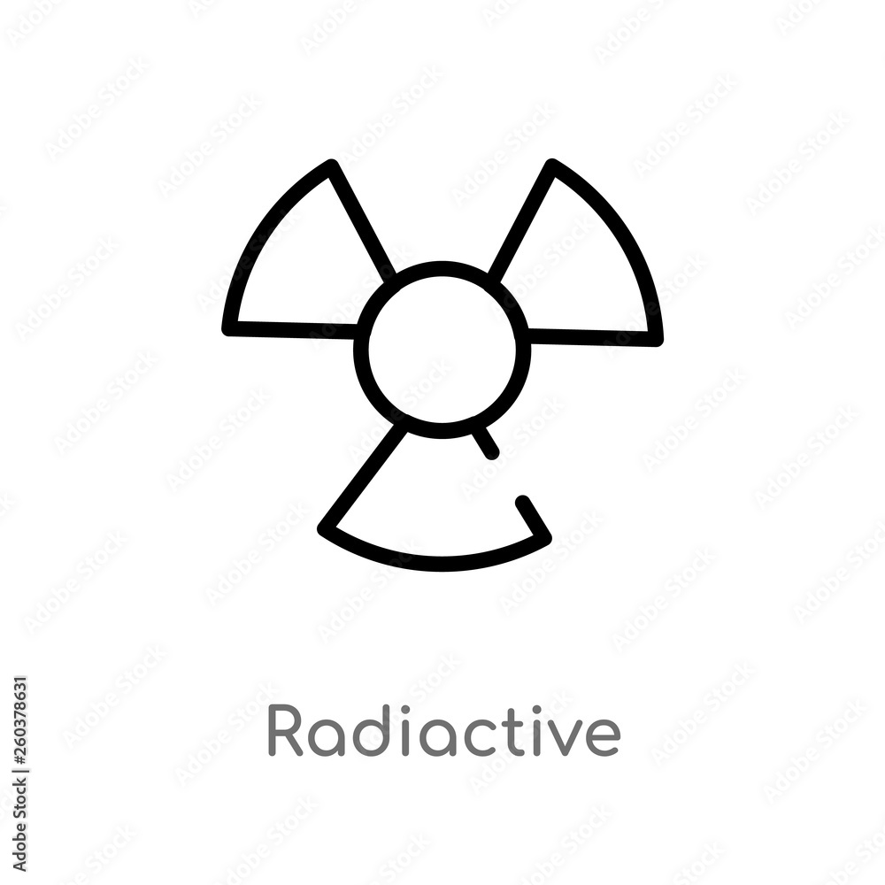 outline radiactive vector icon. isolated black simple line element illustration from chemistry concept. editable vector stroke radiactive icon on white background outline radiactive vector icon. isolated black simple line element illustration from chemistry concept. editable vector stroke radiactive icon on white background