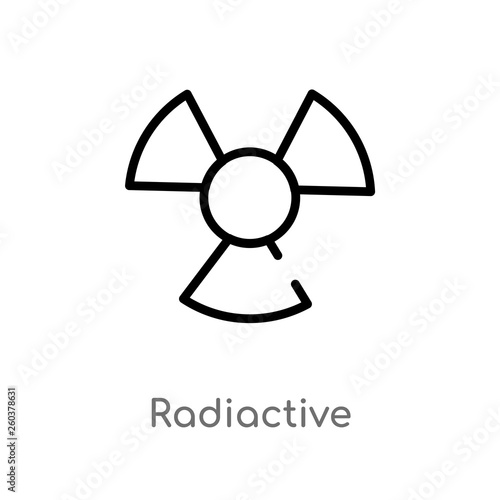 outline radiactive vector icon. isolated black simple line element illustration from chemistry concept. editable vector stroke radiactive icon on white background