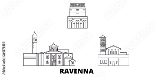 Canvas Print Italy, Ravenna City flat travel skyline set