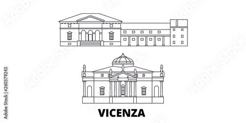 Bild auf Leinwand Italy, Vicenza flat travel skyline set