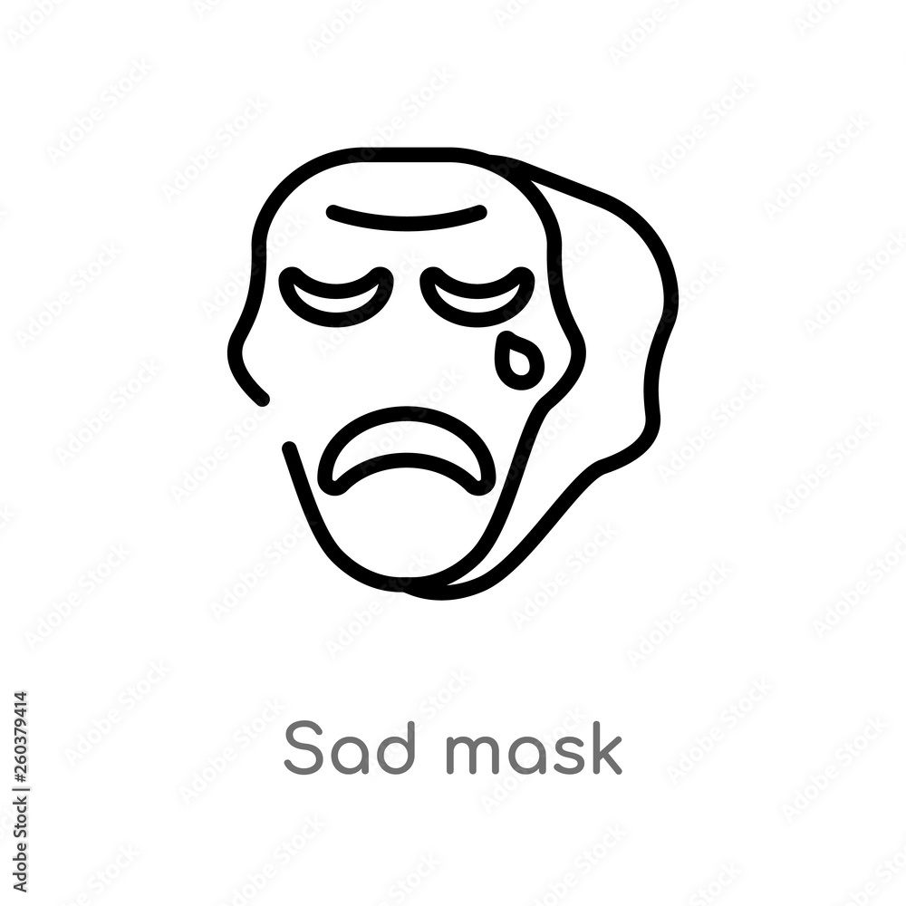 outline sad mask vector icon. isolated black simple line element illustration from cinema concept. editable vector stroke sad mask icon on white background outline sad mask vector icon. isolated black simple line element illustration from cinema concept. editable vector stroke sad mask icon on white background