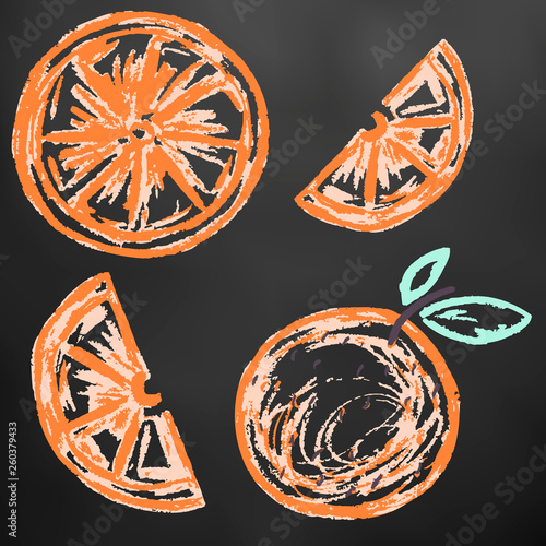 Cute children's drawing. Icons, signs, symbols, pins