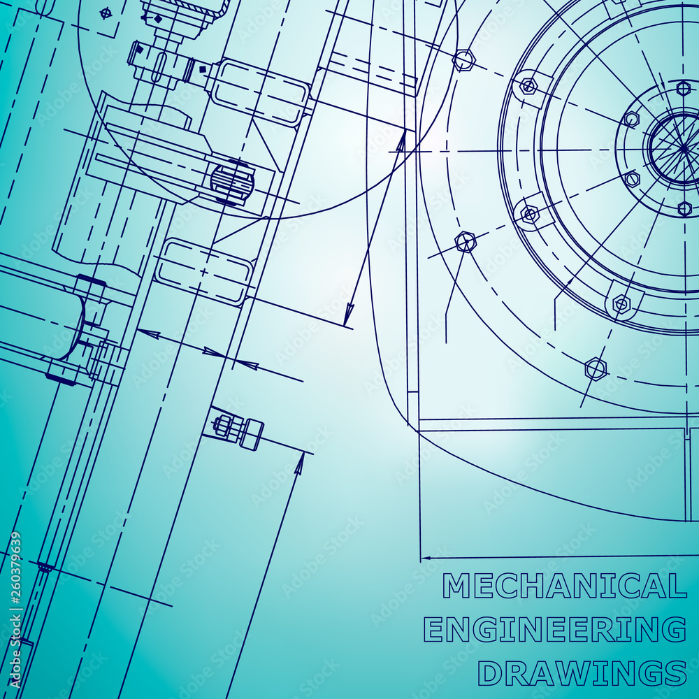 Computer aided design systems. Blueprint, scheme, plan, sketch. Light blue background. Mechanical engineering drawing. Industry. Corporate Identity Computer aided design systems. Blueprint, scheme, plan, sketch. Light blue background. Mechanical engineering drawing. Industry. Corporate Identity
