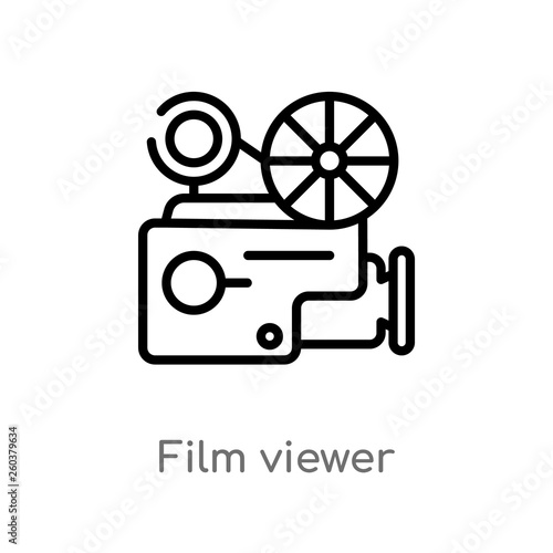 outline film viewer vector icon. isolated black simple line element illustration from cinema concept. editable vector stroke film viewer icon on white background