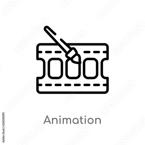 outline animation vector icon. isolated black simple line element illustration from cinema concept. editable vector stroke animation icon on white background