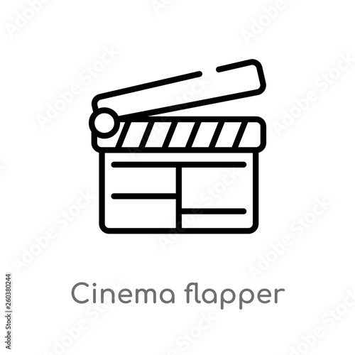 outline cinema flapper vector icon. isolated black simple line element illustration from cinema concept. editable vector stroke cinema flapper icon on white background