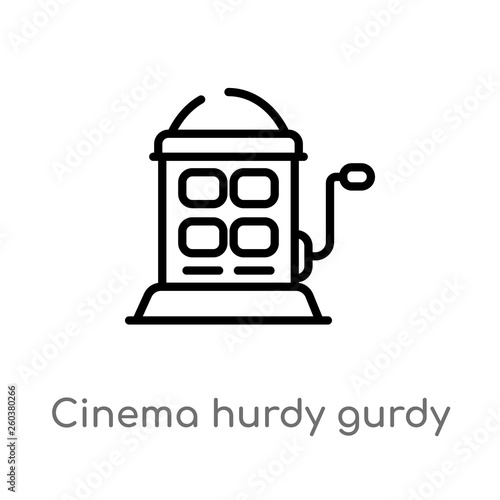 outline cinema hurdy gurdy vector icon. isolated black simple line element illustration from cinema concept. editable vector stroke cinema hurdy gurdy icon on white background