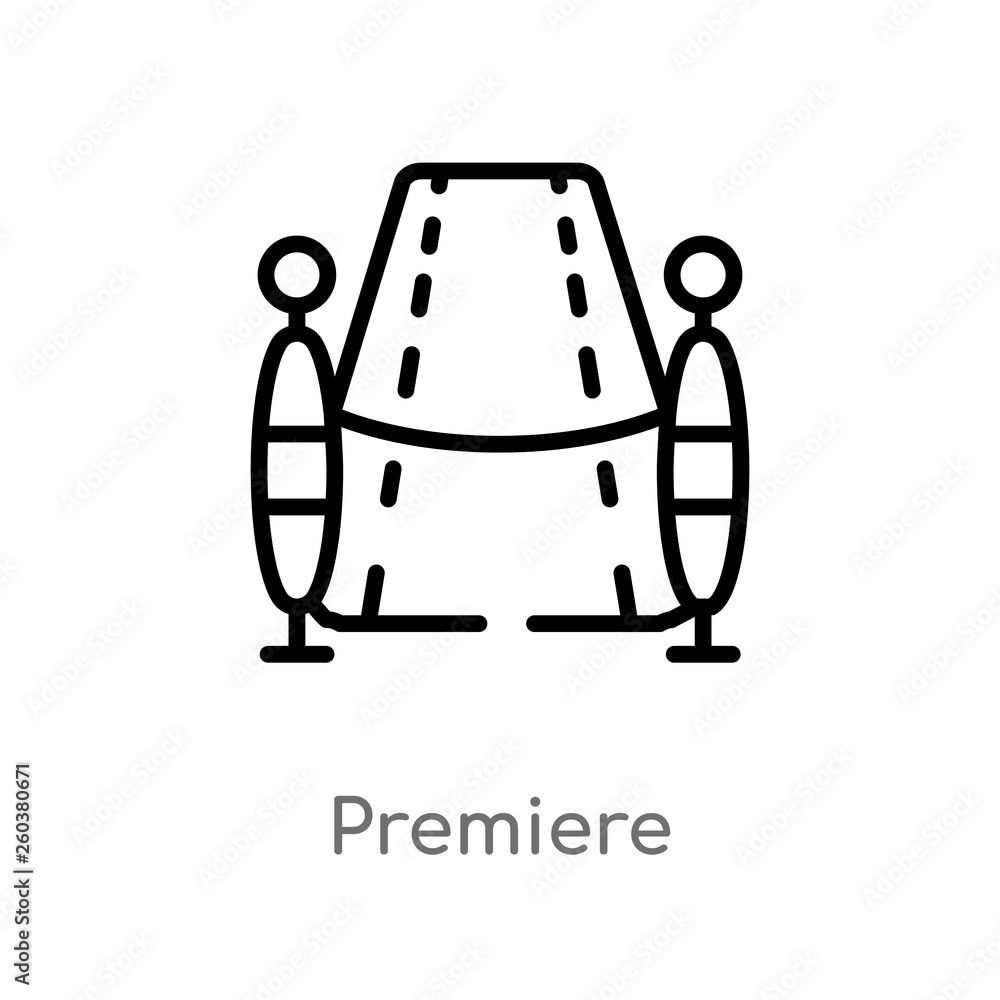 outline premiere vector icon. isolated black simple line element illustration from cinema concept. editable vector stroke premiere icon on white background