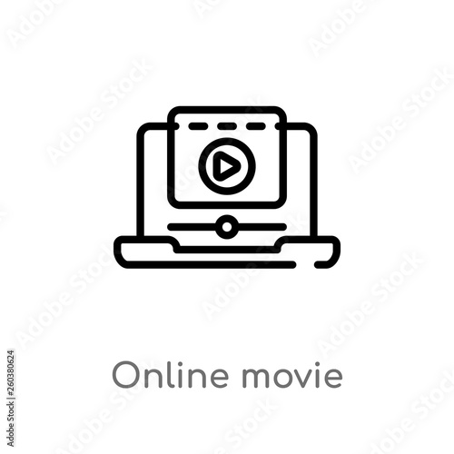 outline online movie vector icon. isolated black simple line element illustration from cinema concept. editable vector stroke online movie icon on white background