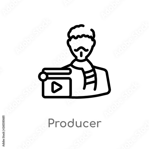 outline producer vector icon. isolated black simple line element illustration from cinema concept. editable vector stroke producer icon on white background