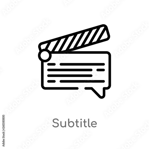 outline subtitle vector icon. isolated black simple line element illustration from cinema concept. editable vector stroke subtitle icon on white background