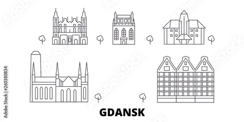 Canvastavla Poland, Gdansk flat travel skyline set