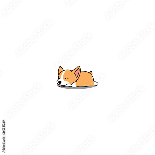 Cute welsh corgi puppy sleeping cartoon icon, vector illustration photo