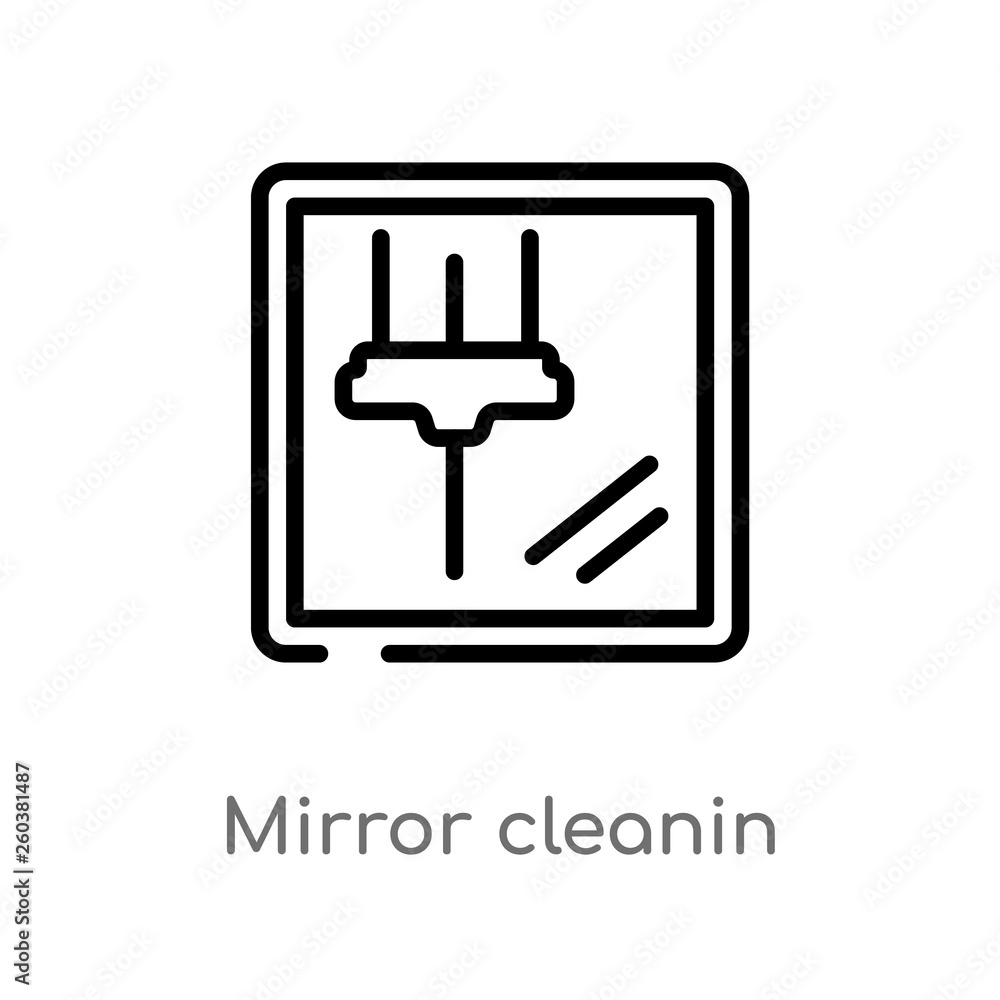 outline mirror cleanin vector icon. isolated black simple line element illustration from cleaning concept. editable vector stroke mirror cleanin icon on white background outline mirror cleanin vector icon. isolated black simple line element illustration from cleaning concept. editable vector stroke mirror cleanin icon on white background