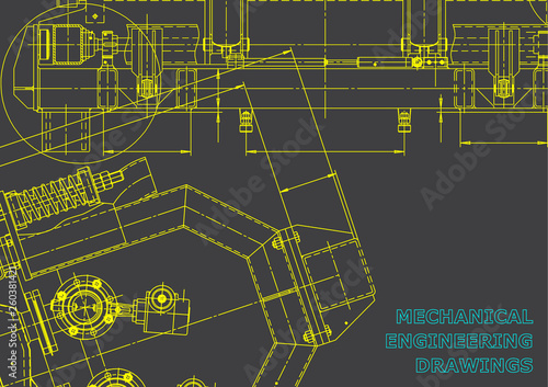 Computer aided design systems. Blueprint, scheme, plan, sketch. Technical illustrations, backgrounds. Mechanical. Gray