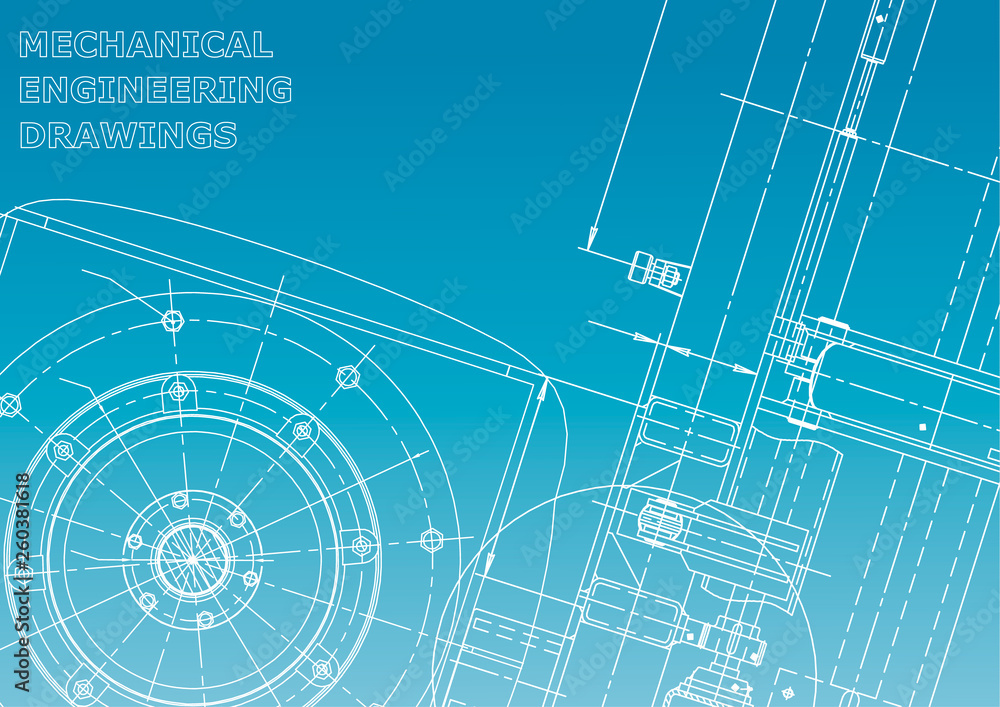 Blueprint. Vector engineering illustration. Cover. Blue and white