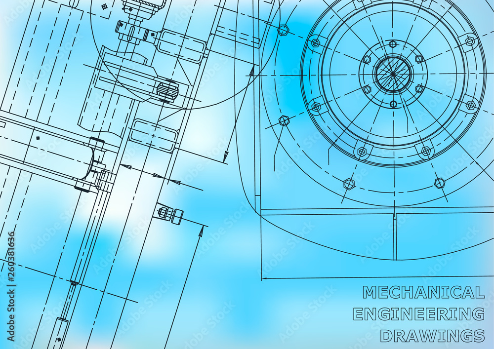 Blueprint. Vector engineering illustration. Cover, flyer, banner. Blue