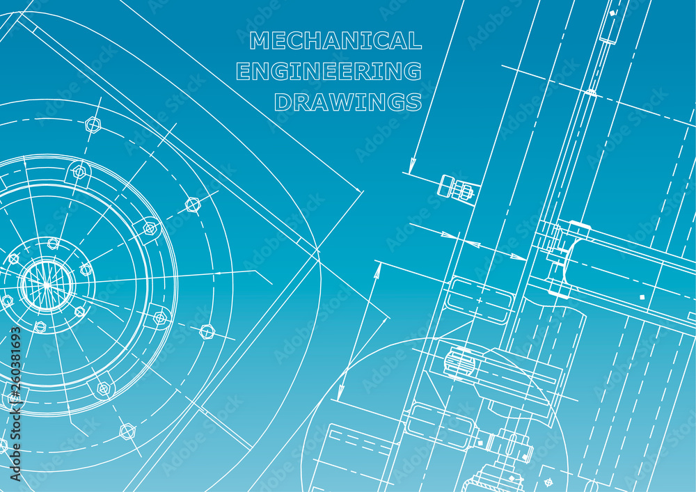 Blueprint. Vector engineering illustration. Cover, flyer, banner, background. Instrument-making drawings. Mechanical engineering drawing. Technical illustrations, backgrounds. Scheme. Blue and white Blueprint. Vector engineering illustration. Cover, flyer, banner, background. Instrument-making drawings. Mechanical engineering drawing. Technical illustrations, backgrounds. Scheme. Blue and white
