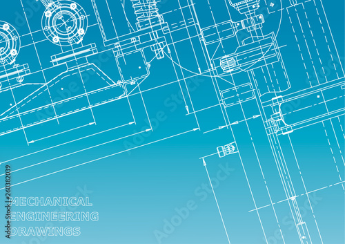 Blueprint. Vector engineering illustration. Computer aided design system. Blue and white