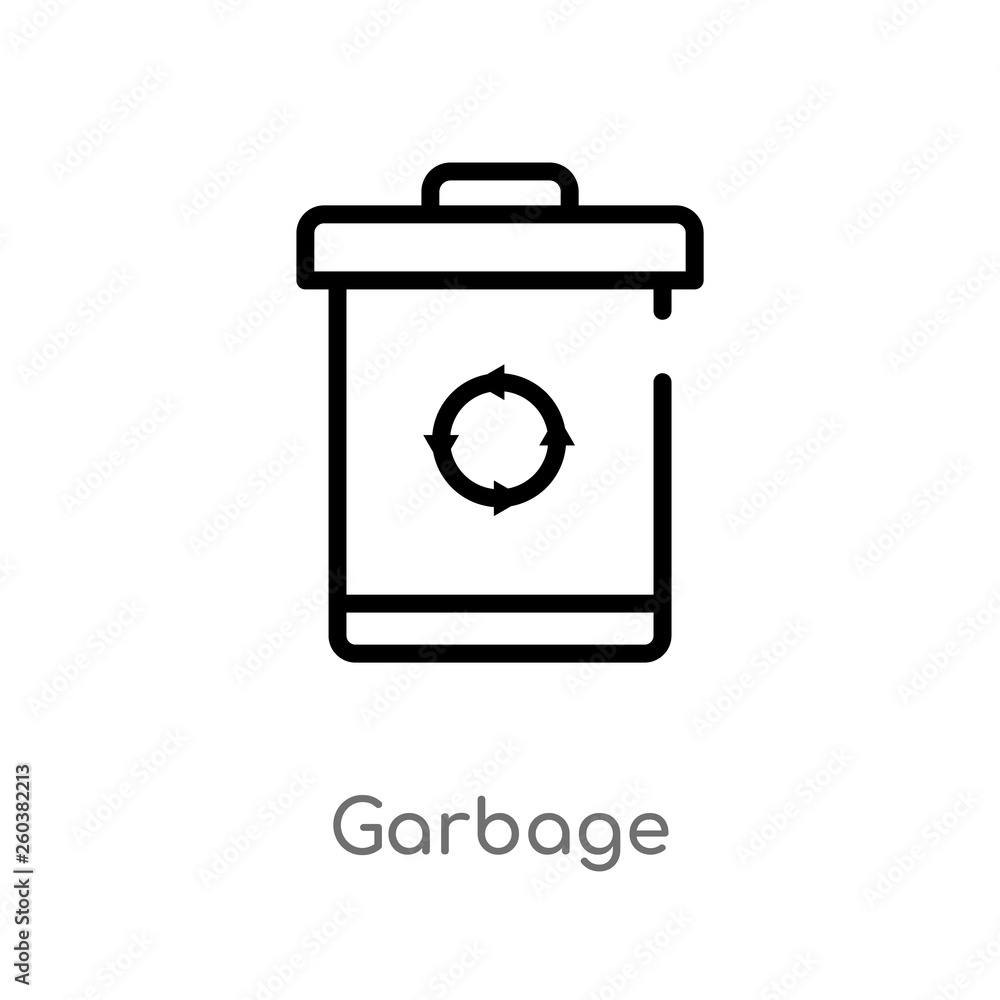 outline garbage vector icon. isolated black simple line element illustration from cleaning concept. editable vector stroke garbage icon on white background outline garbage vector icon. isolated black simple line element illustration from cleaning concept. editable vector stroke garbage icon on white background