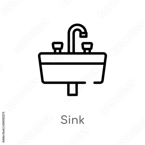outline sink vector icon. isolated black simple line element illustration from cleaning concept. editable vector stroke sink icon on white background