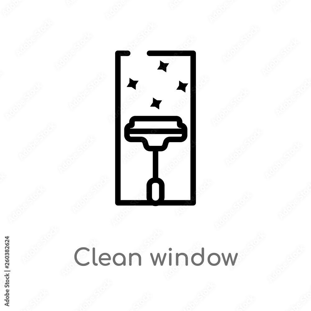 outline clean window vector icon. isolated black simple line element illustration from cleaning concept. editable vector stroke clean window icon on white background outline clean window vector icon. isolated black simple line element illustration from cleaning concept. editable vector stroke clean window icon on white background