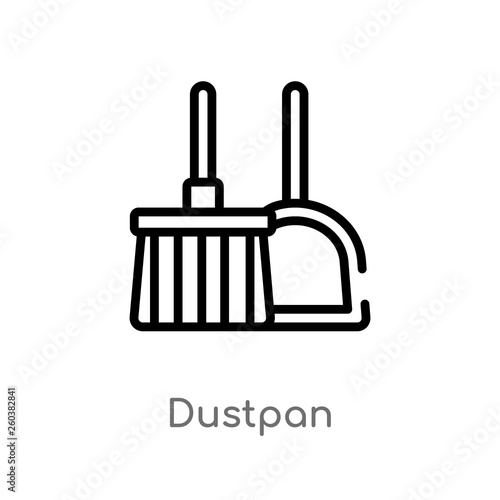 outline dustpan vector icon. isolated black simple line element illustration from cleaning concept. editable vector stroke dustpan icon on white background