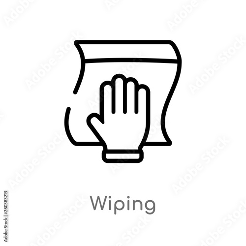 outline wiping vector icon. isolated black simple line element illustration from cleaning concept. editable vector stroke wiping icon on white background