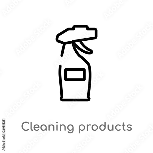 outline cleaning products vector icon. isolated black simple line element illustration from cleaning concept. editable vector stroke cleaning products icon on white background