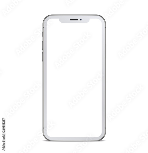 White smartphone with shadow. Vector