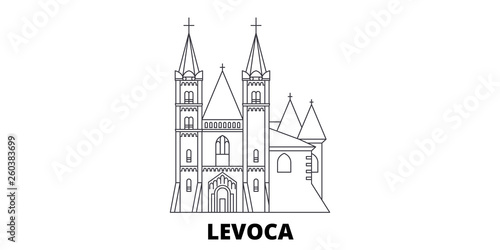 Slovakia, Levoca flat travel skyline set. Slovakia, Levoca black city vector panorama, illustration, travel sights, landmarks, streets. photo