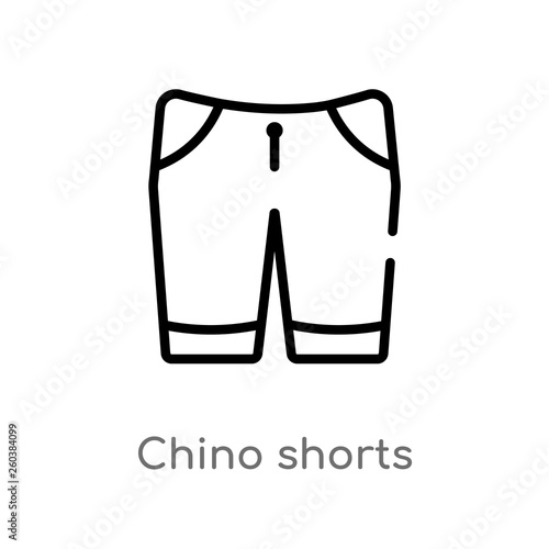 outline chino shorts vector icon. isolated black simple line element illustration from clothes concept. editable vector stroke chino shorts icon on white background