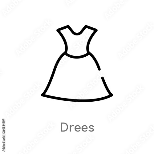 outline drees vector icon. isolated black simple line element illustration from clothes concept. editable vector stroke drees icon on white background