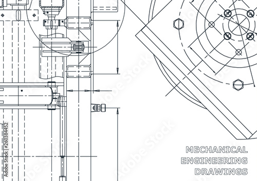 Vector engineering illustration. Instrument-making drawings. Computer aided design system