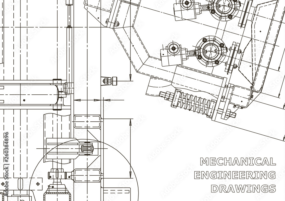 Mechanical instrument making. Technical illustration. Blueprint, cover, banner. Vector