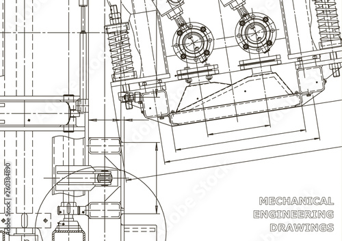 Mechanical instrument making. Technical illustration. Blueprint